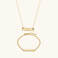 Personalised Matching Set - 3cm Letter Bar & Engraved Bracelet in Gold